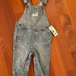 NWT OshKosh B'gosh Denim Heart Print Overalls